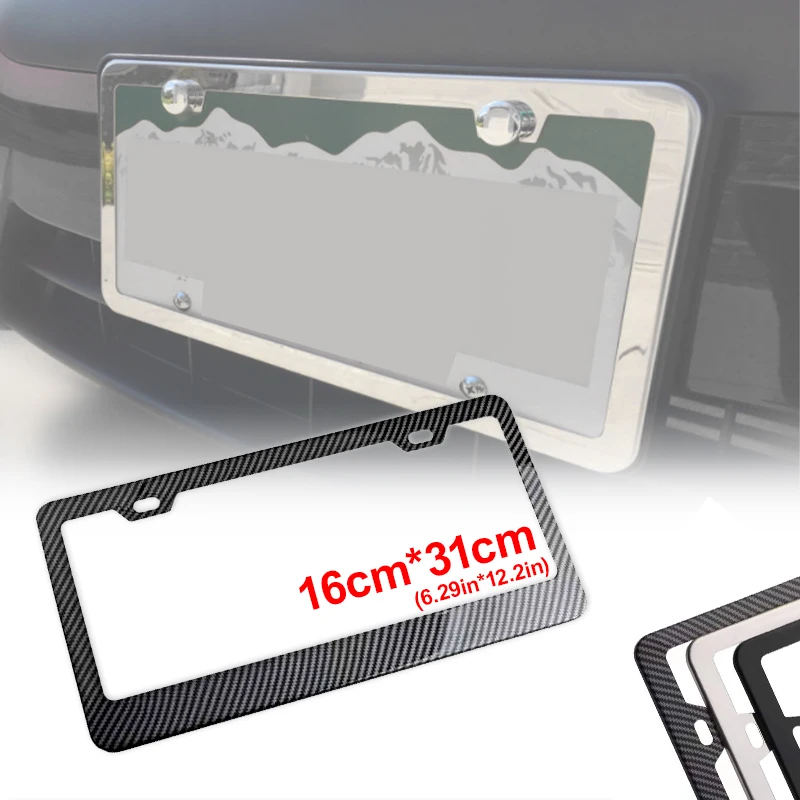 Universal Alloy License Plate Frame Black Carbon Bracket American Auto Accessory Fiber Number Plate TAG Cover for Front Rear