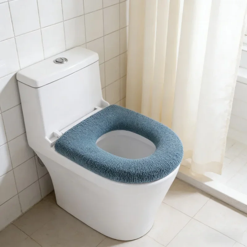 

Зимний теплый чехол на сиденье унитаза, коврик для ванной комнаты, подушка для унитаза, мягкая подушка для четырех сезонов, универсальная бытовая носимая посуда, табурет