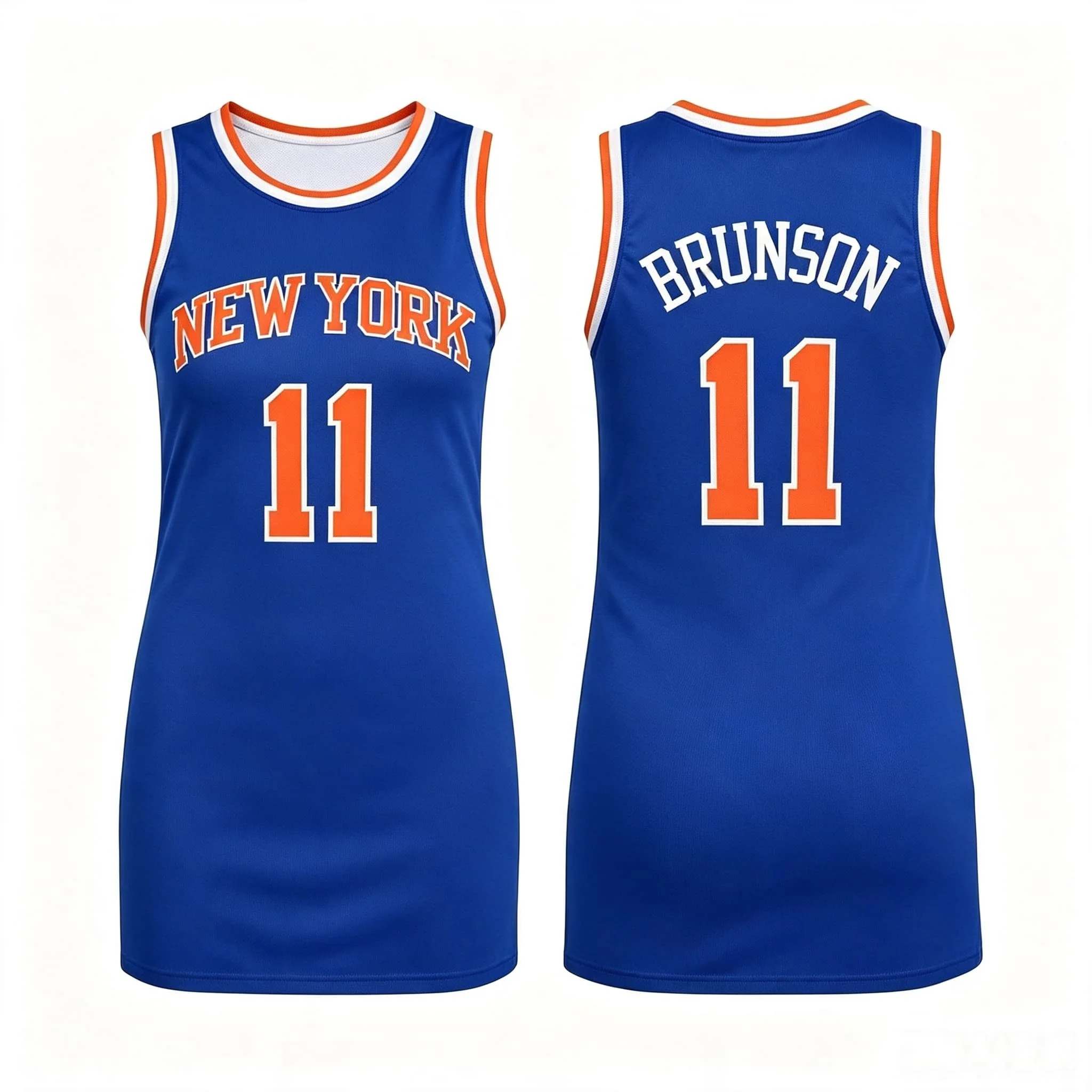 New York Brunson # 11 Jersey Ärmelloses Mesh-Kleid Damen Übergroßes Basketball-Fan Streetwear Mode Tank-Sportkleid – Detail 3