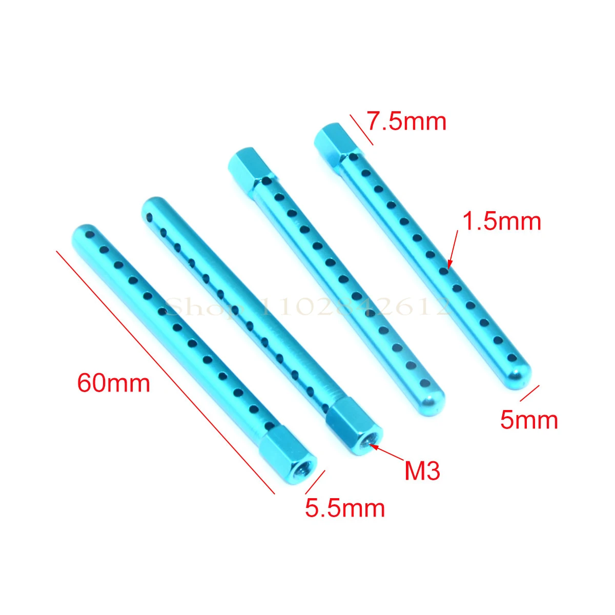 122037 HSP ( 02144B ) Upgrade Spare Parts For 1/10 R/C Model Car Blue Aluminum Body Post Mounts 122037