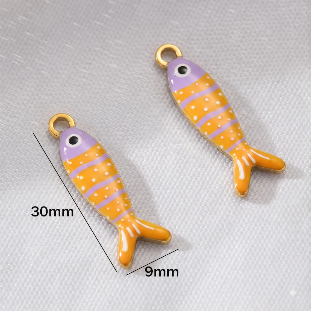 3pcs Bohemian Enamel Fish Charms for DIY Jewellery Making