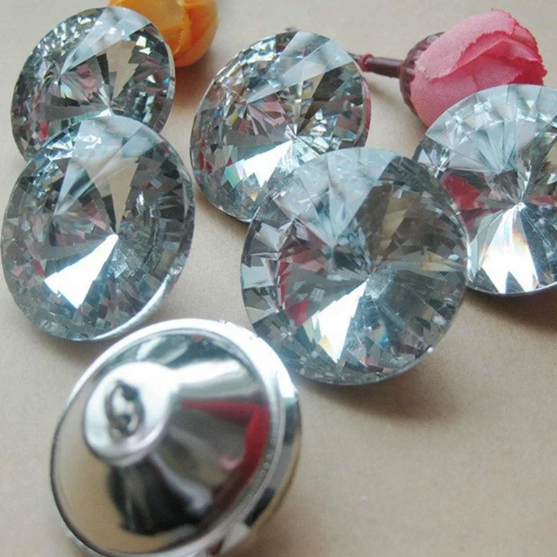 5PCS/LOT 25MM Satellite Glass Crystal Upholstery Buttons Christmas With Loops Satellite for sofa decorating