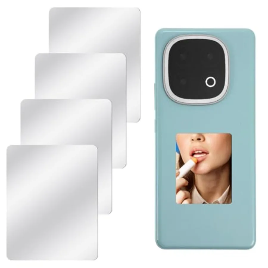 

4Pcs Mirror Phone Case Acrylic Square Phone Mirrors Decal for Phones Case Back Self-Adhesive Makeup Mirror Stickers for Cellpho