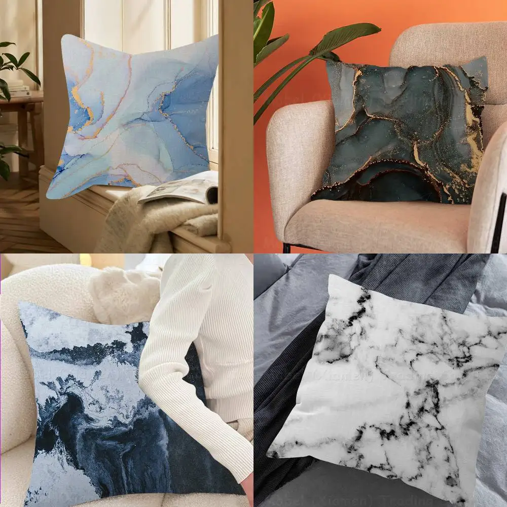 Soft Marble Swirl Gold Veins Prints soft Comfortable Pillow anime Case for Sofa Living Room Home office Decor Protective Covers