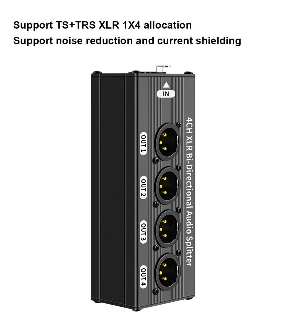 1X4 3-Pin XLR symmetrischer Audio-Splitter mit Metallgehäuse und Verriegelungsanschlüssen, Audio-Signal-Splitter-Box für Live-Bühnen-Sound – Detail 4