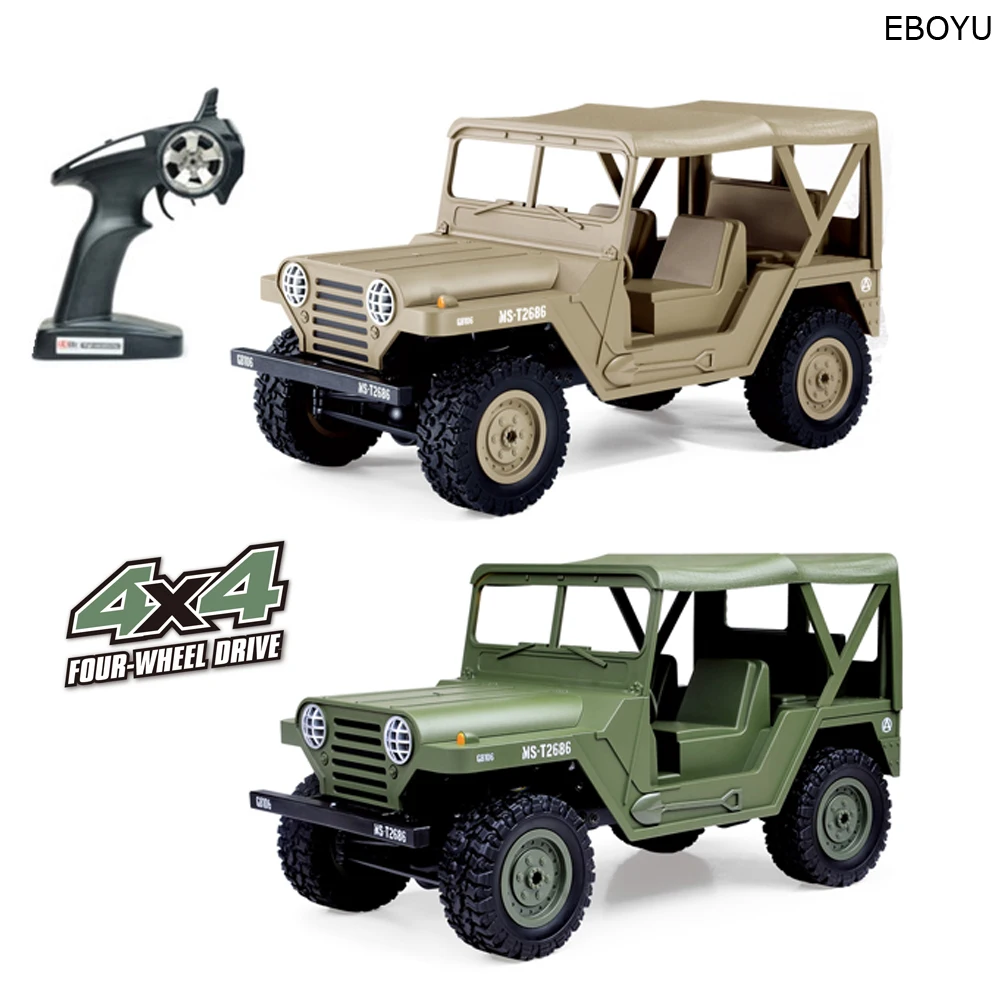 

EBOYU BG1522 Military RC Jeep 1:14 RC Car 2.4GHz Full Scale Proportion 4WD 15KM/h Military Off-road Buggy Car with Drive Lights