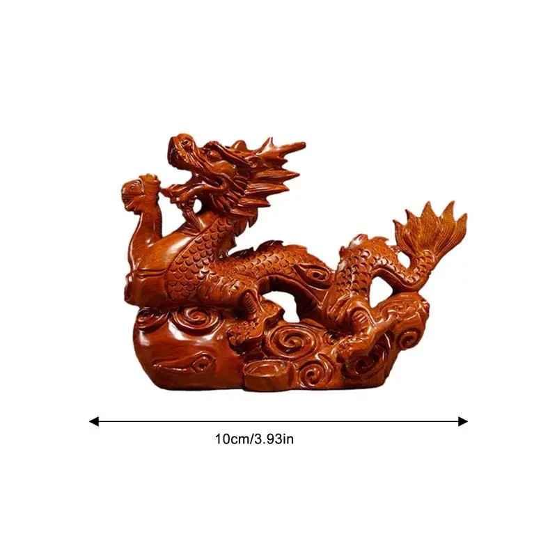 2024 Good Lucky Dragon Chinese Zodiac Statue Wooden Chinese Feng Shui Dragon Sculpture for Office Home Tabletop Decoration