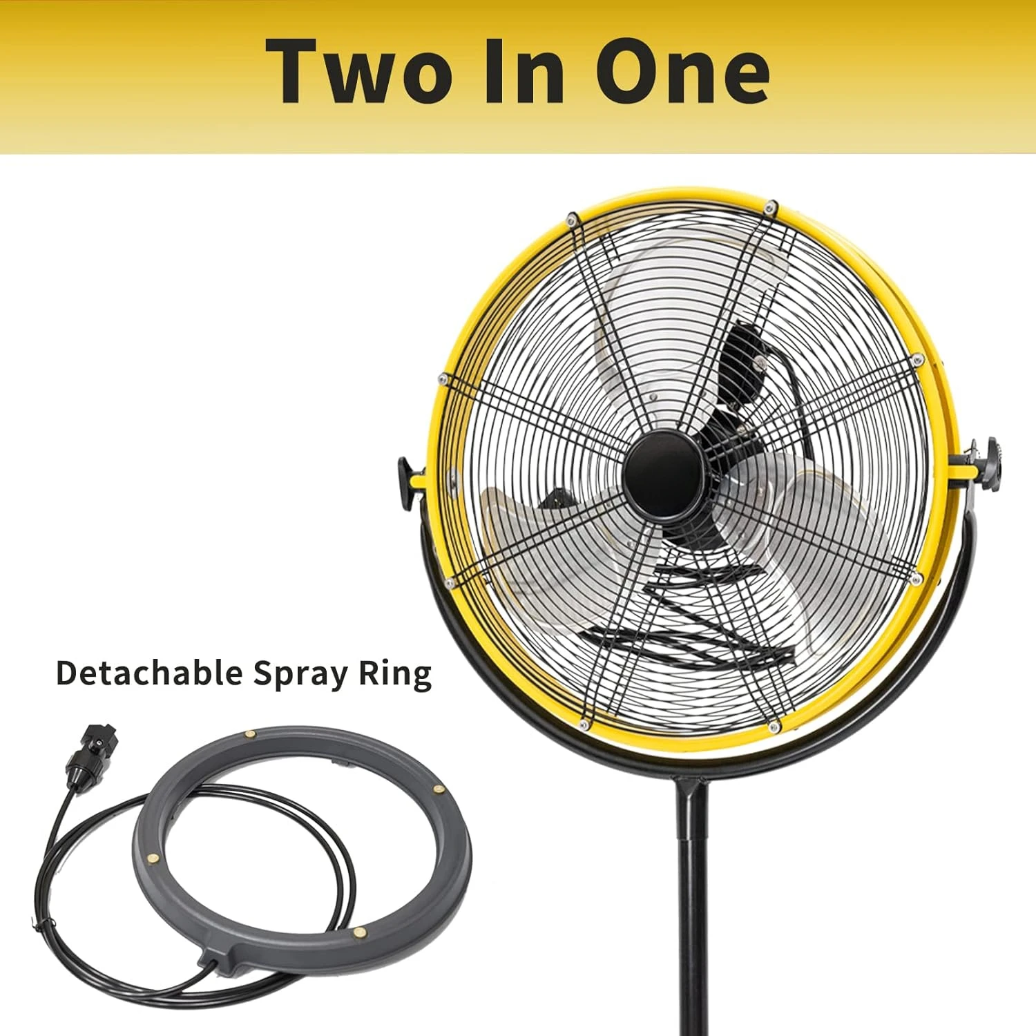 4400 CFM 20 Inch Outdoor Misting Fan Pedestal Standing Base with IP44 Enclosed Motor, Detachable Mist Spray Kit