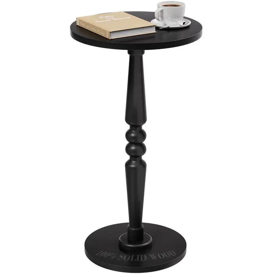 

Side Table for Small Spaces Small Accent End Table Nightstand with Solid Wood Top and Pedestal Leg Modern Drink Table for Living