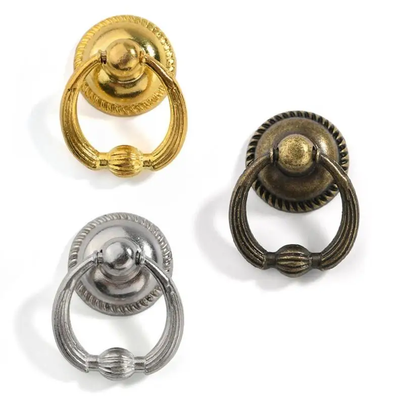 12 Pcs/set Vintage Pull Handle Knob for Kitchen Cabinet Cupboard Dressers Door Wardrobe with Drawer Ring (3 Colors)