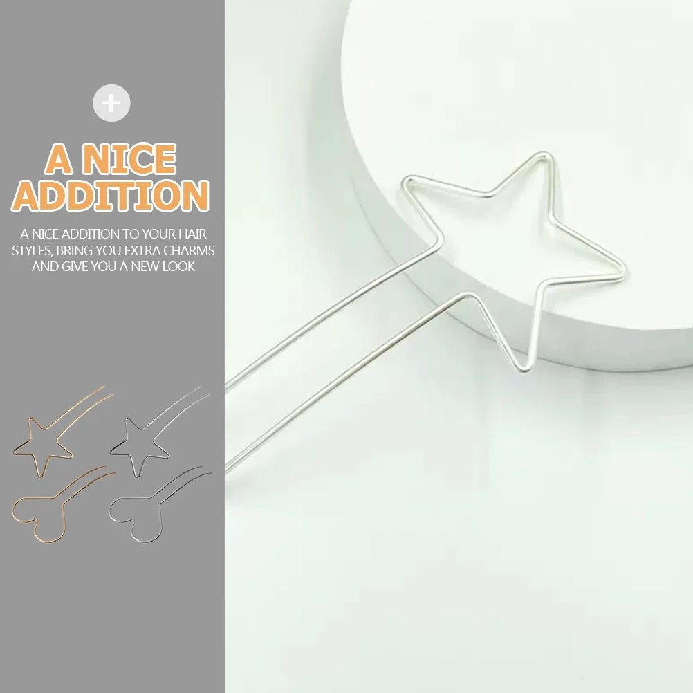 

4Pcs Alloy Hairpins Hair Accessories Hair Forks Decorative Hair Clips for Buns