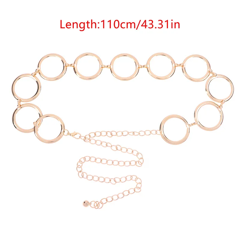 Luxury Fashion Women Metal Chain Belt Large Metal Ring Waist Strap Dress Coat Skirt Lady Decorative Waistband view 5