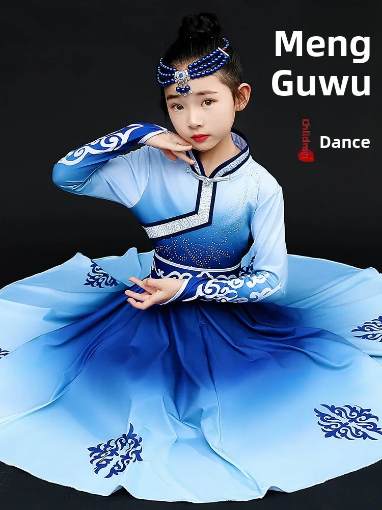 

Children's Mongolian Dance Performance Clothes Fem Toddler assland White Dance Ethnic Costume Kindergarten