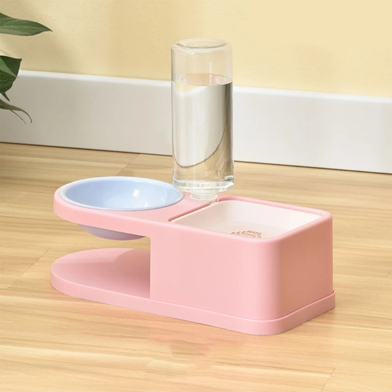 2 in1 Pet Tableware Dog Water Bowl Water Dispenser Set Elevated-Bowl Water Fountain