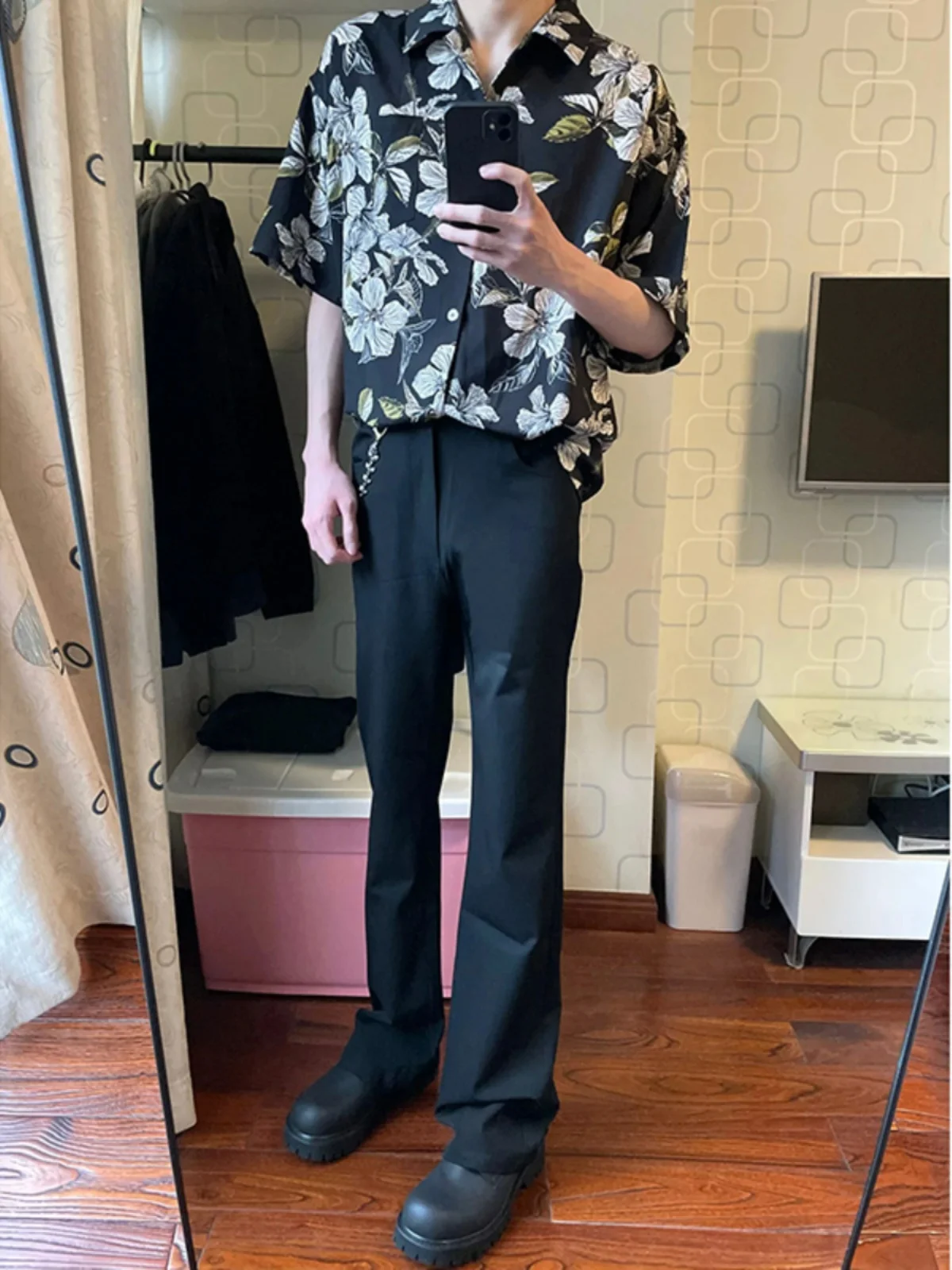 

American High Street Vibe Bla Casual Pants Men's Summer Naples Drape Straight Leg West Pants Long Summer Trousers