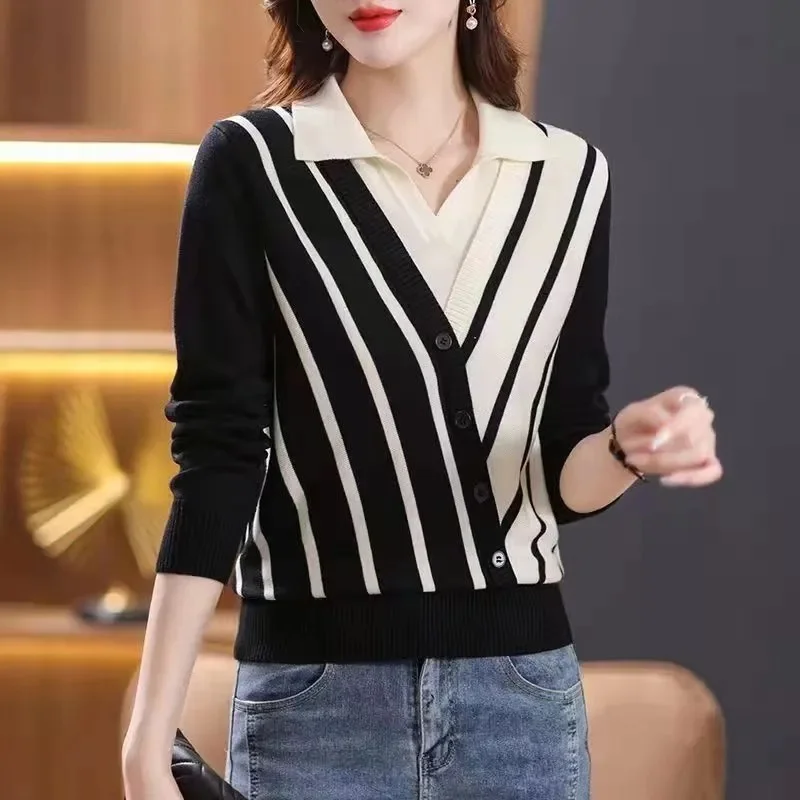 2023 Autumn Winter New Women\'s Sweaters Knitted Blouses Jumper Long Sleeve Sweater Knit Pullovers Bottoming Shirt Pull