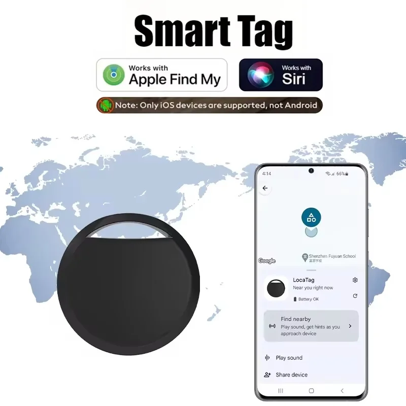 1-4pcs Mini Smart Bluetooth Gps Tracker Work For Apple Find My App For AirTag Anti Lost Reminder Device MFi Rated Locator Key