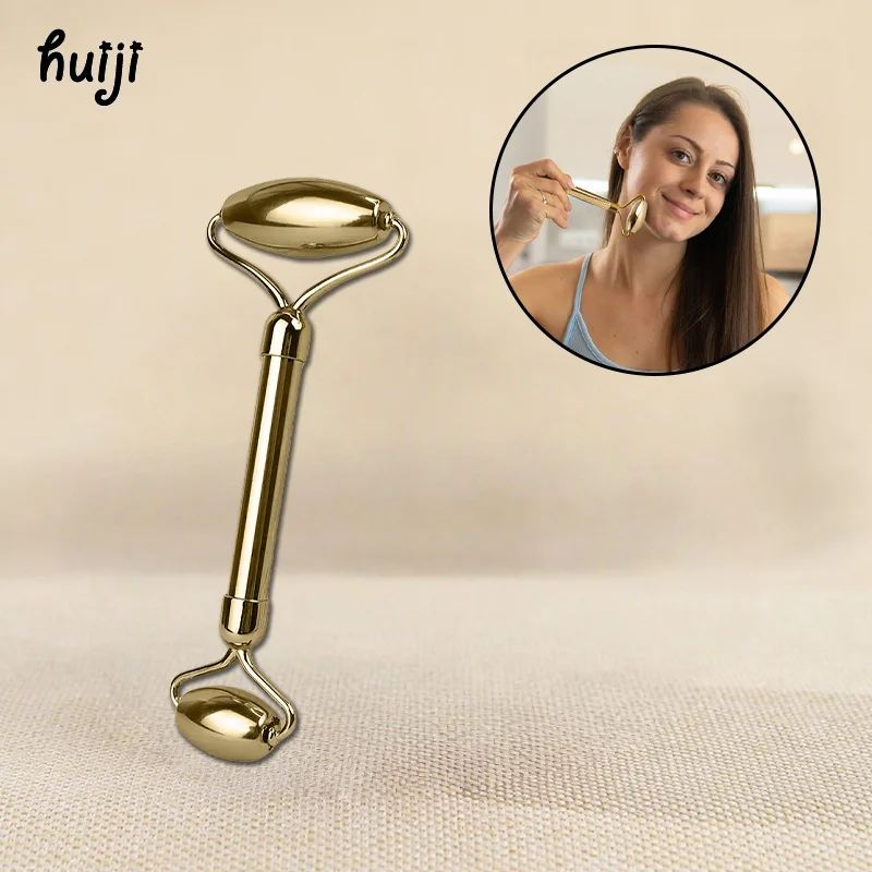 

Natural Brass Beauty Container Roller Massager Double Head Brass Roller Face Body Back Massage Roller Facial Liftting Anti-wrink