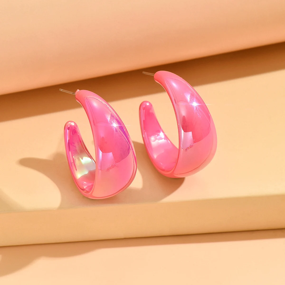 Mode Koreanische AB Farben Breite C-Typ Hoop Ohrring Frauen Vintage Unregelmäßige Baumeln Ohrringe Für Weibliche Partei Schmuck – Detail 8