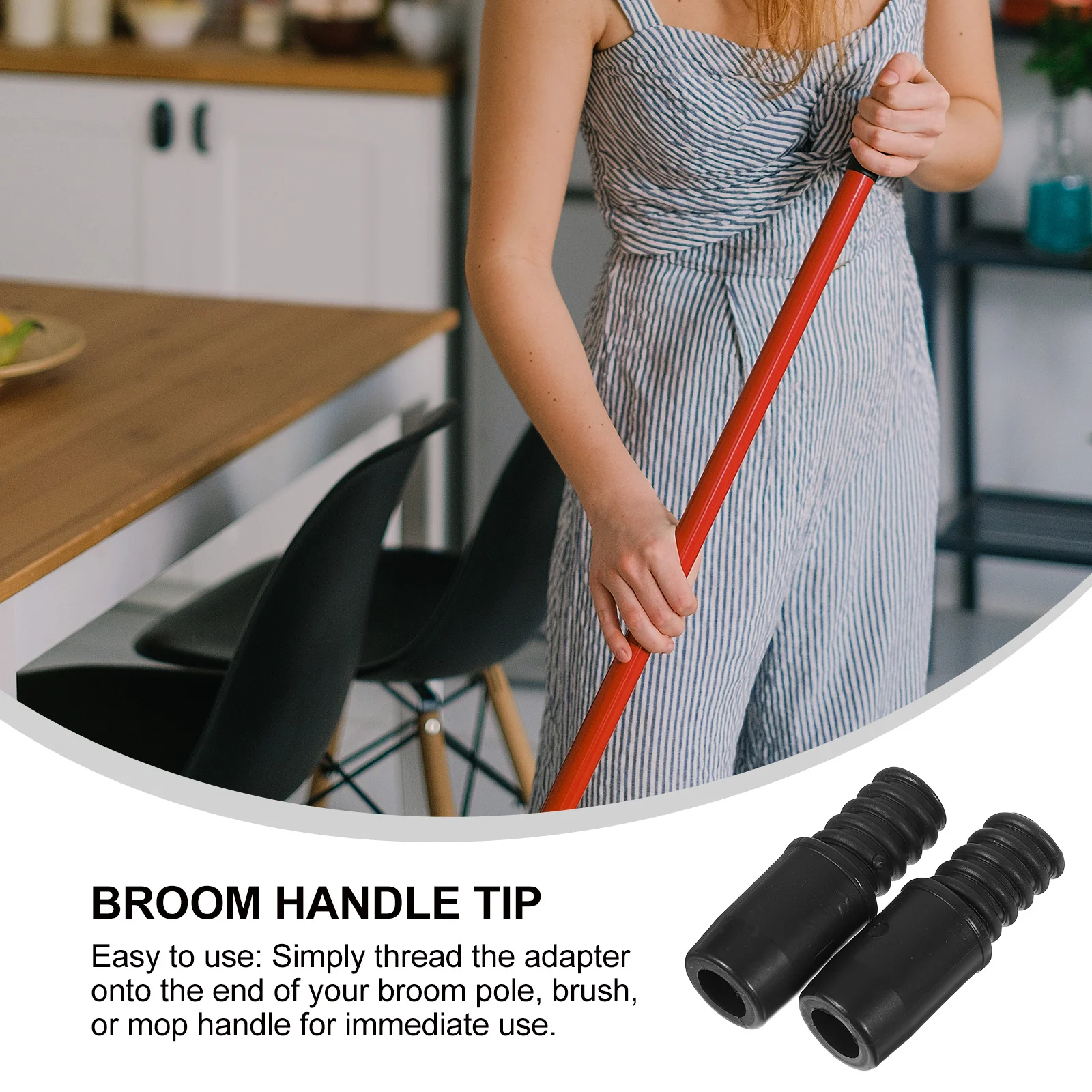 American Threaded Connector Straight Pole Telescopic Metal Mop Broom Brush 2pcs Handle Extension End Attachment Telescoping