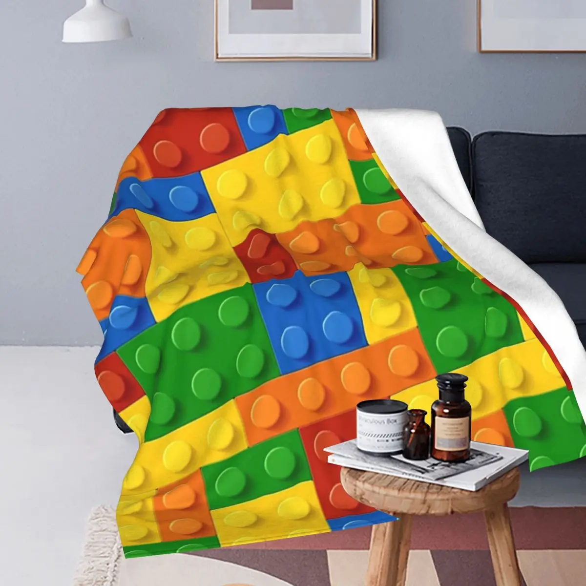 Building Blocks Construction Brick Blankets Soft Warm Flannel Throw Blanket Bedding for Bed Living room Picnic Travel Home Sofa