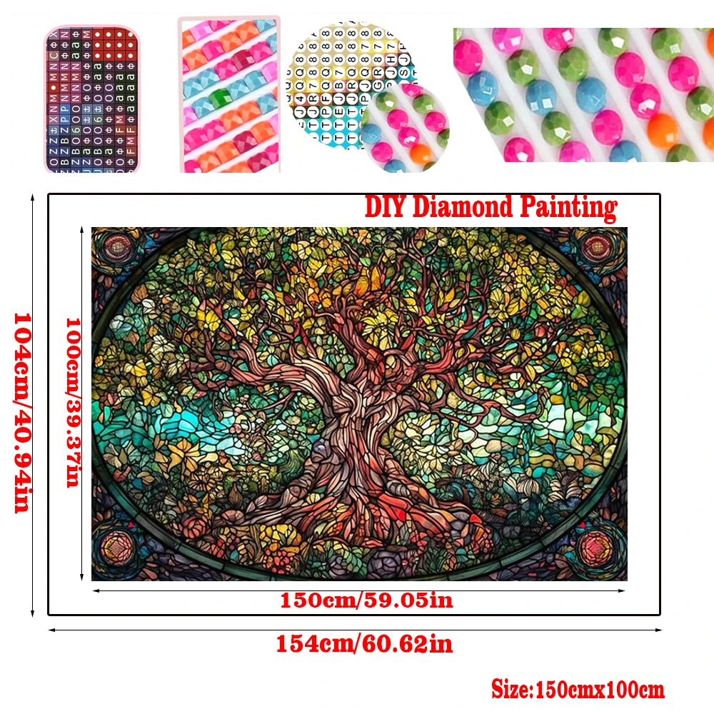 DIY Diamond Painting Tree of Life High Quality Large Size 150x100cm Yggdrasil Tree Lover Gift Psychedelic Landscape Embroidery