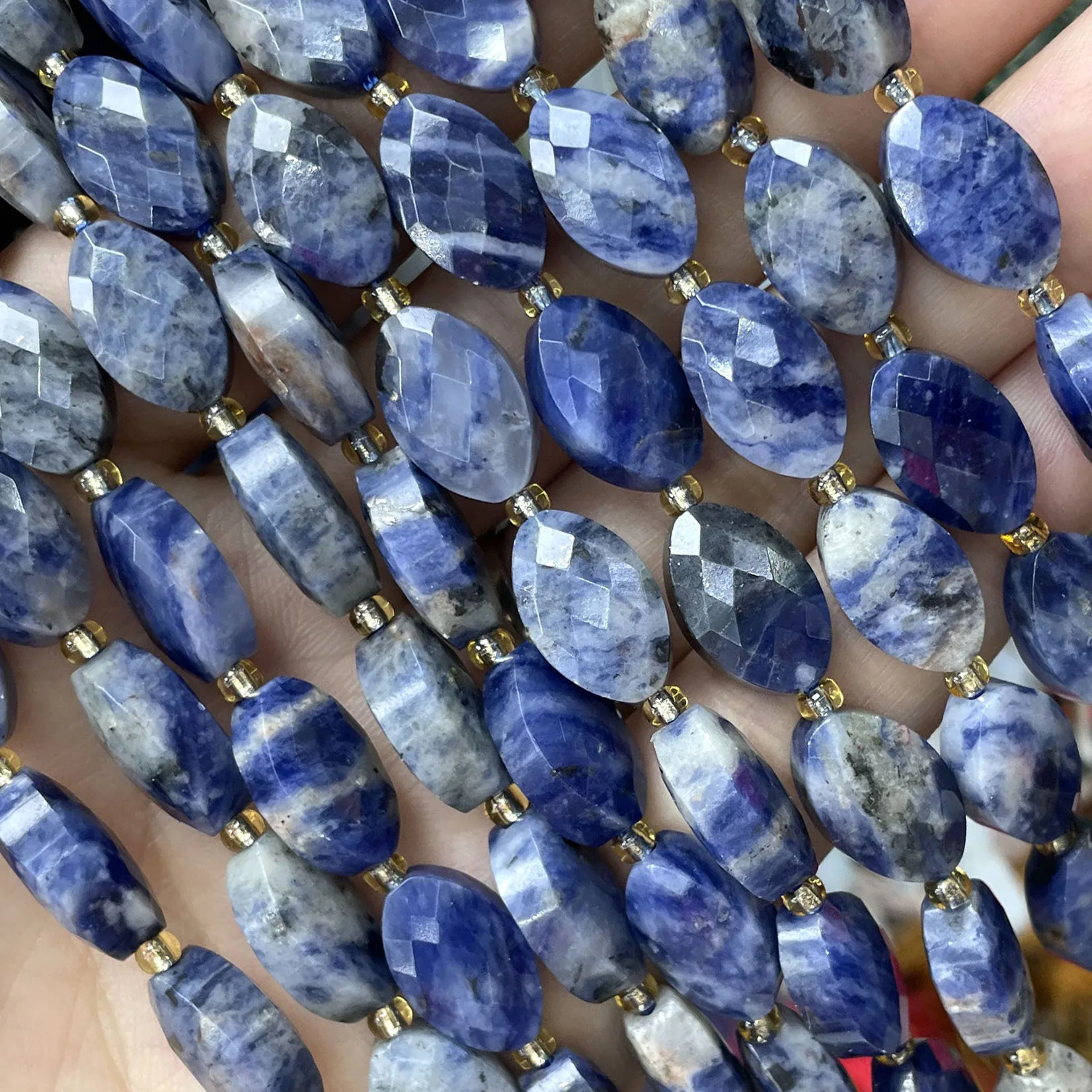 Naturstein Facettierte Ovale Form Dalmatiner-Jaspis Zwischenperlen DIY für Schmuckherstellung Armband Halskette Zubehör 9X14MM – Detail 17
