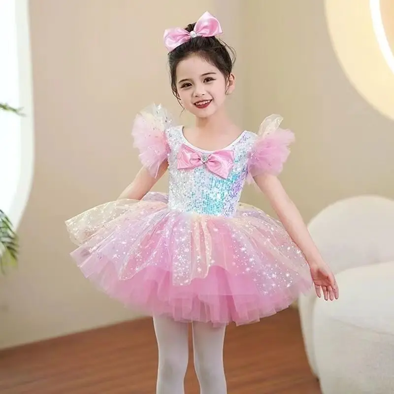 

Children's Dance Dress Performance Costume Cute Princess Sequin Skirt for Girls Kindergarten Performance Apparel