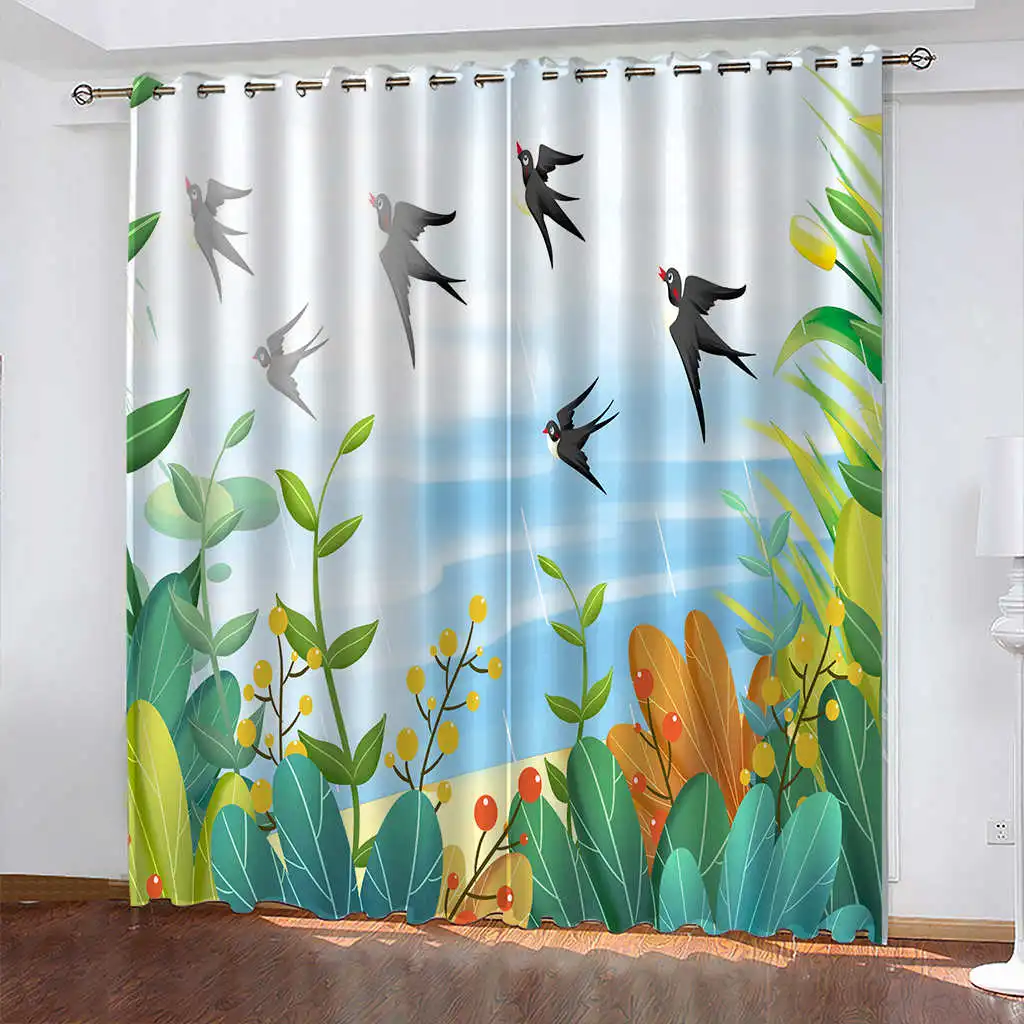 

Cartoon Plant Printing Curtains Children's Room Blackout Curtains Curtains Living Room Cortina De Sombra Home Decoration