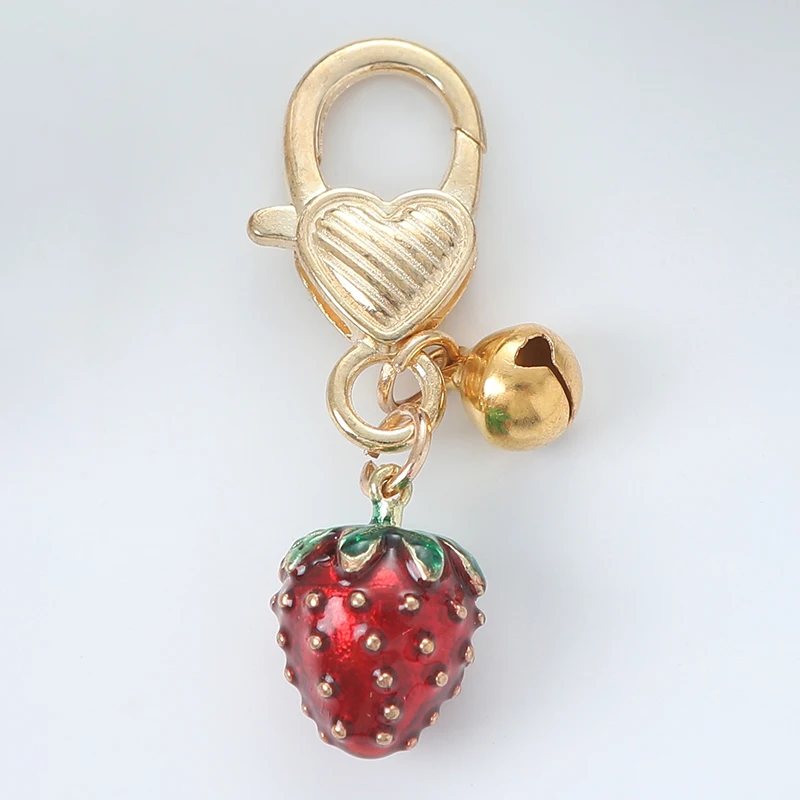 Lovely Strawberry Keychain Fruit Keyring Phones Lanyard Pendant Creative Bell Bag Pendant Jewelry Accessories Holiday Gift