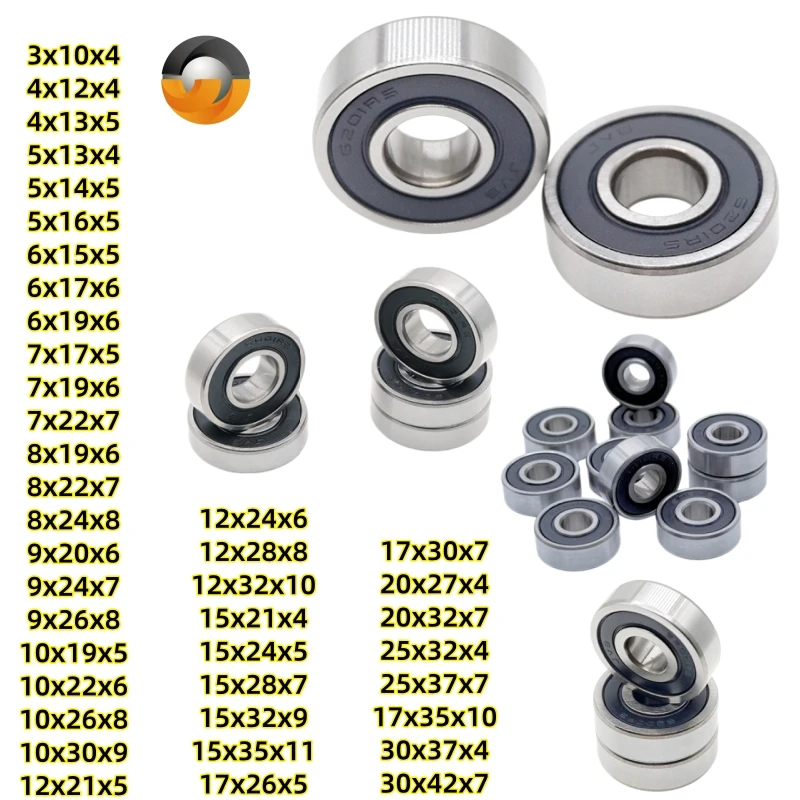 5 szt. łożysk kulkowych 6001RS 12x28x8mm z uszczelnieniem, klasy przemysłowej, 6002RS 6003RS, łożyska kulkowe zwykłe 6001-2RS 52100 ze stali chromowanej ABEC-7
