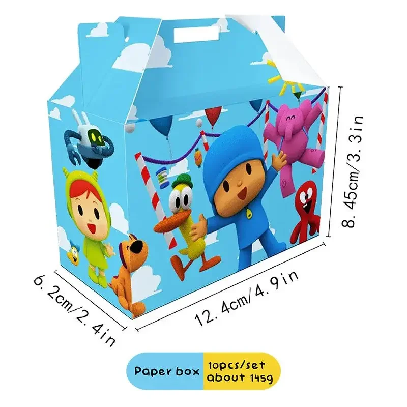 Pocoyo Party Decorations 10pcs Paper Cookie Candy Gifts Box for Pocoyo Themed Baby Shower Kids Birthday Parties Favor Supplies