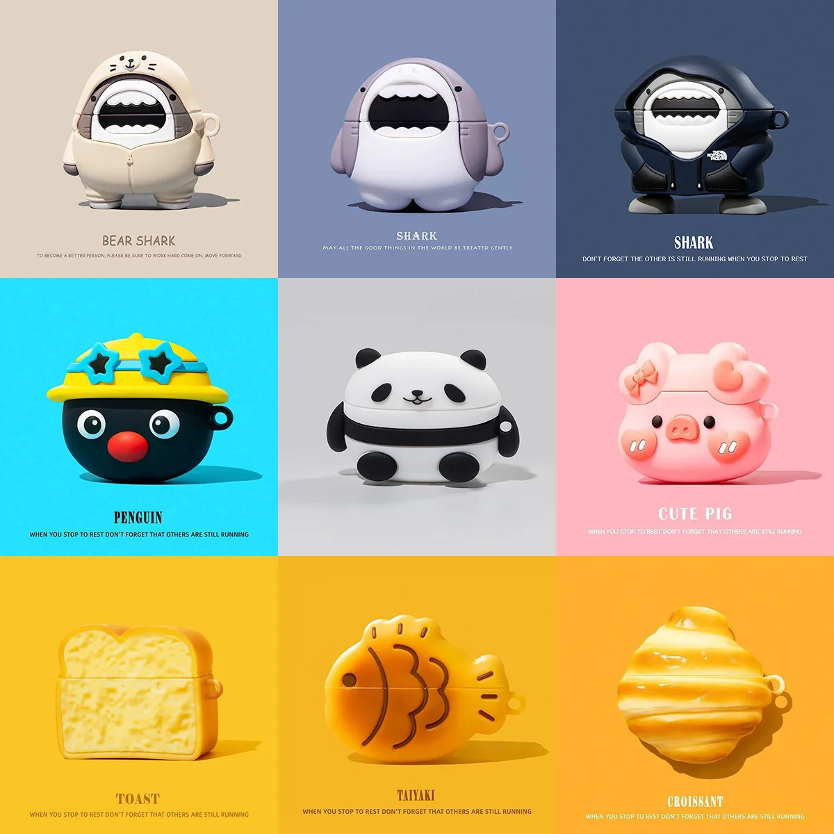 

Pig-headed shark double dog Case For Apple AirPods 1 2 3 Pro 4 Case Cute Cartoon Silicone Earphone Protective Case For AirPods4