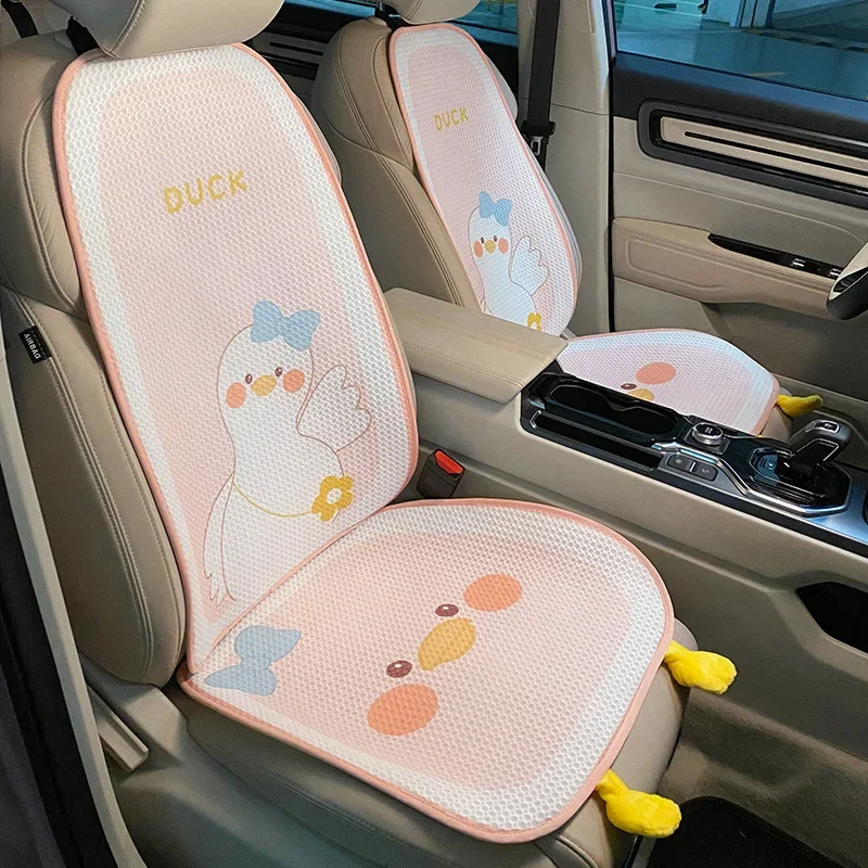 

2024 Ice Silk Cartoon Car Seat Cushion Breathable Summer Cute Car Seat Cover Protector Pad Mat Dust Proof Interior Accessories