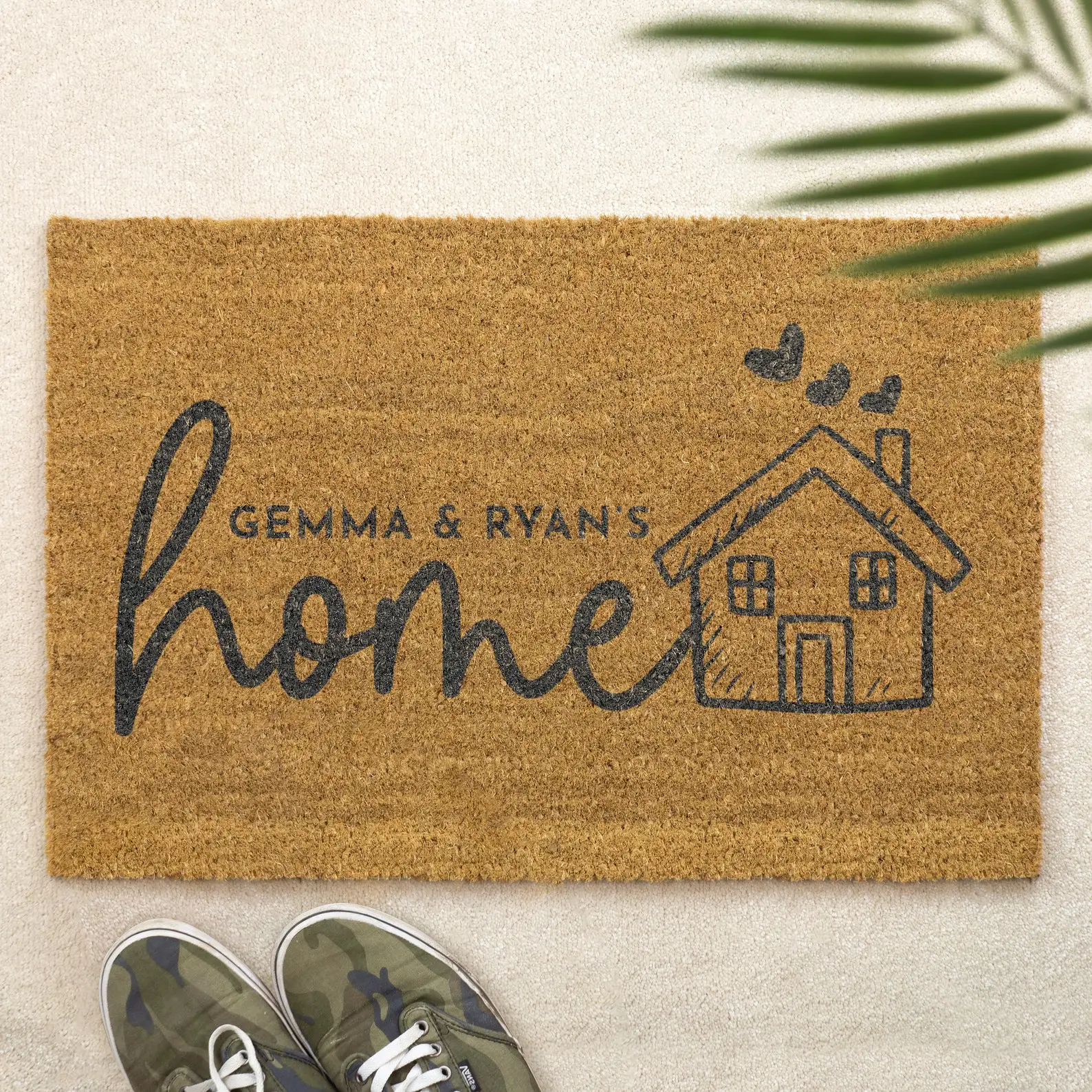 

Trendy Coir Door Mat Personalised Front Door Mat Custom Printed First Home Couple's Gift Add Your Name Text Logo Home Doormat