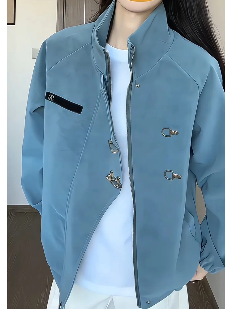 

New Chinese Sle ort Jaet Men's Zipper Closure Waterproof Dyeing Proc Stand Collar Spring Autumn Baseball orm