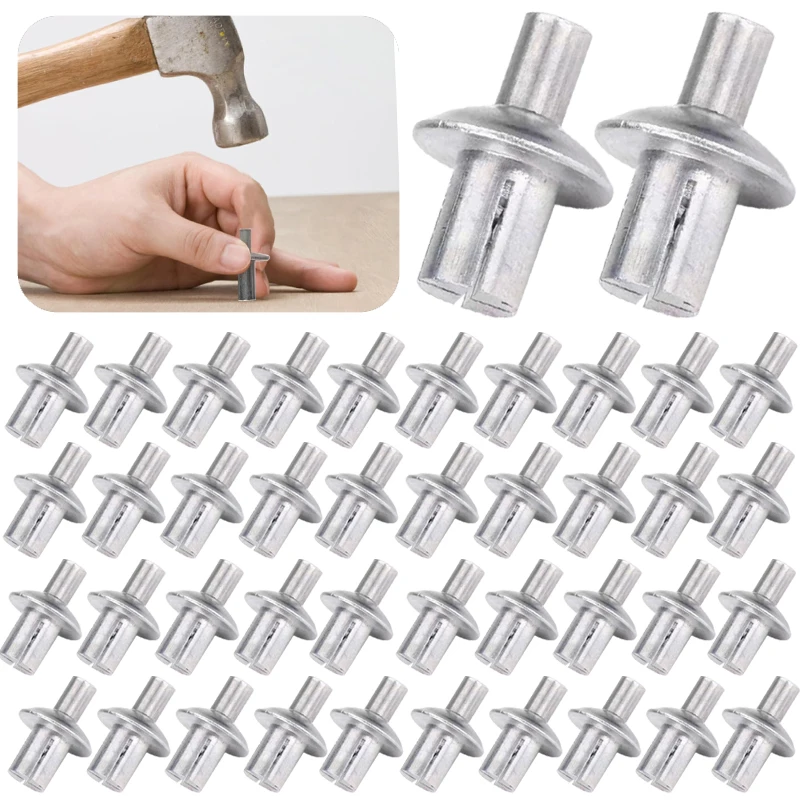 100x Hammer Drive Expansion Rivets Percussion Expansion Aluminum Nail Head Piercing Knock Type Small Tapping Screws Fasteners