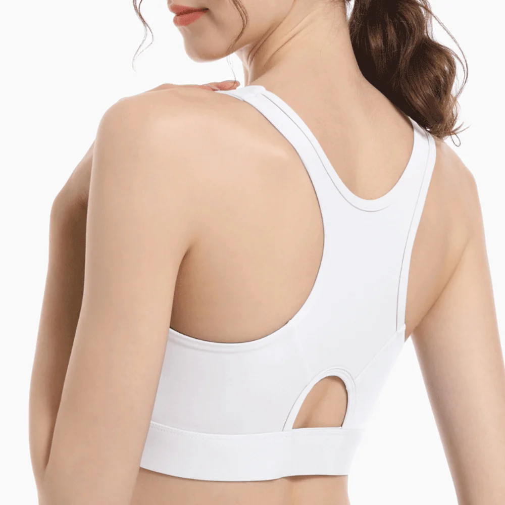 Basic High Impact Front Zipper Sports Bra Anti-sagging Slim Fit Yoga Underwear Lingerie Zipper Shockproof Brassiere Gym Workout