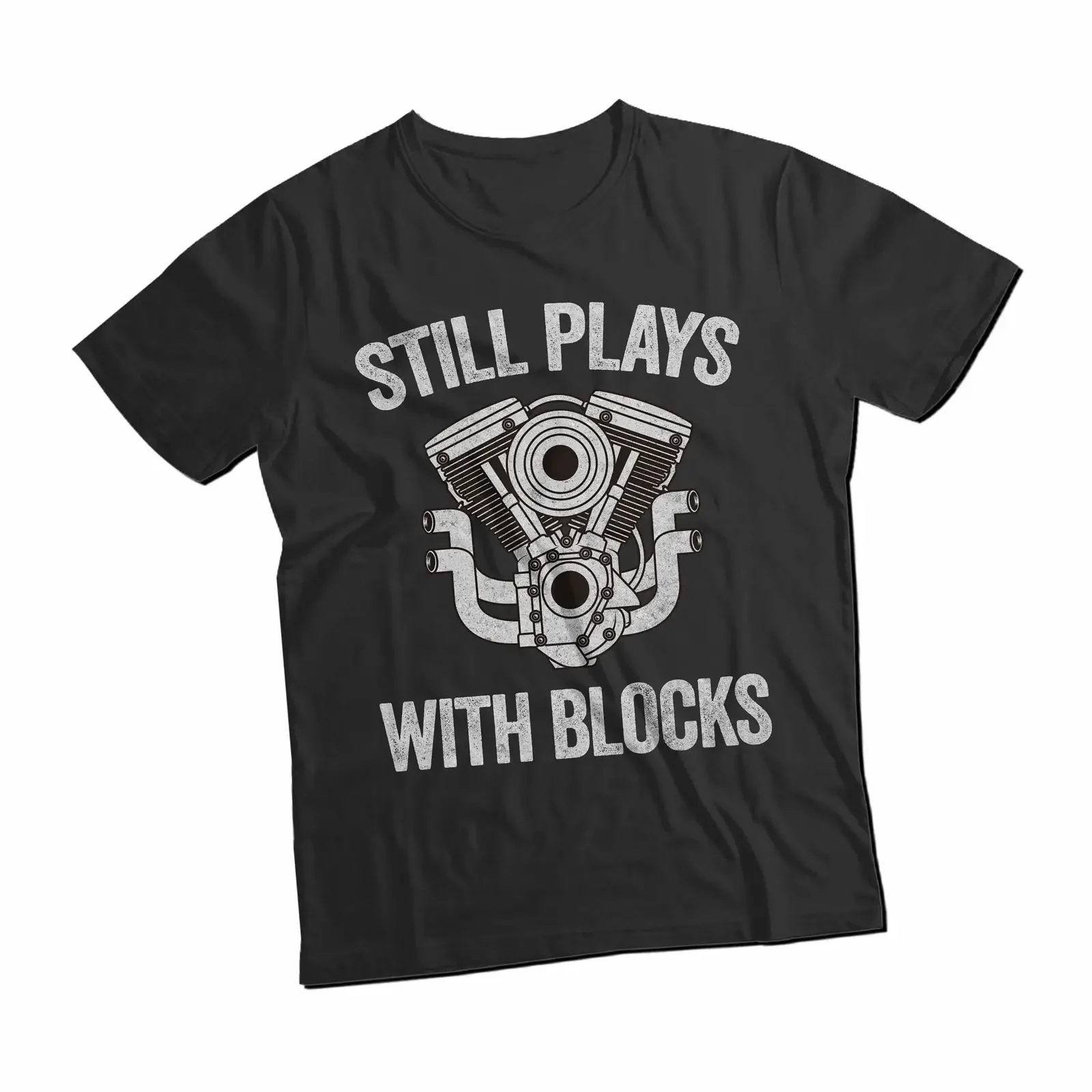 Still Plays With Blocks Funny Mechanic T Shirt Drag Racing Car Lovers Auto Repair Humor Casual for Mechanics vintage Washed