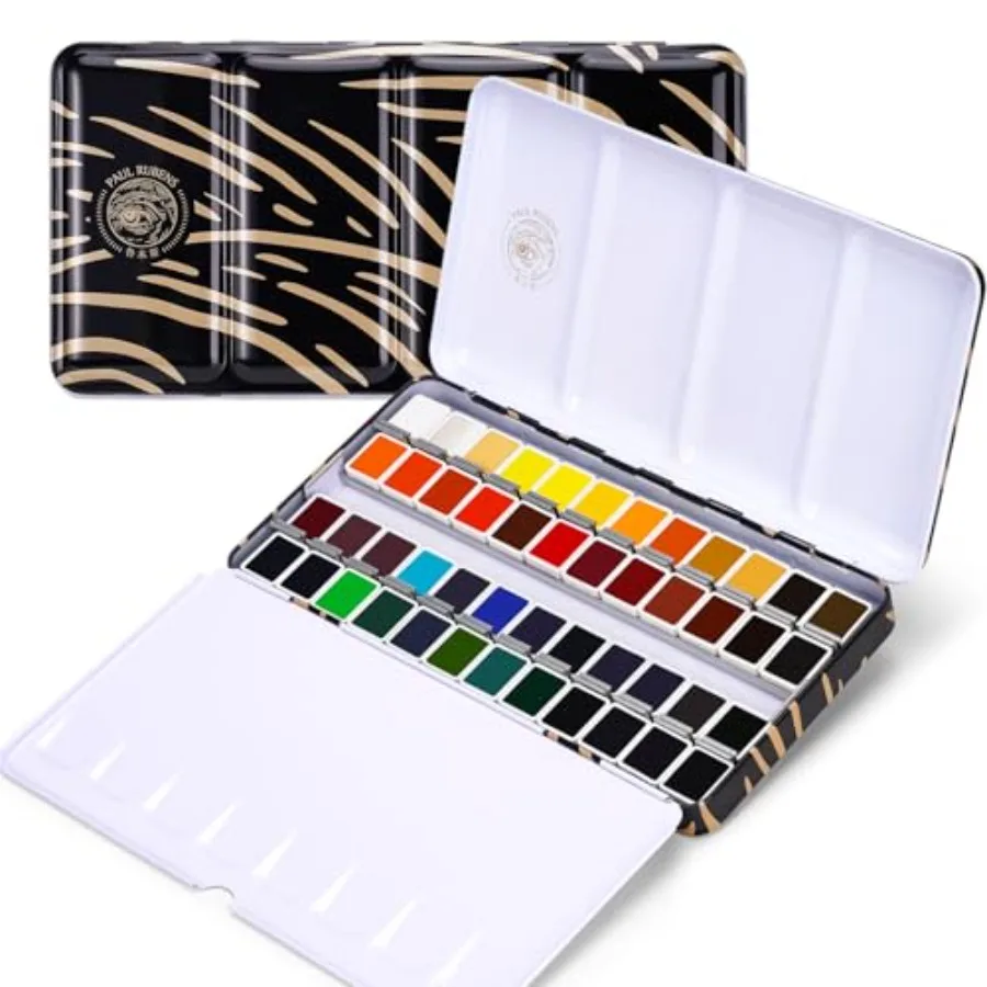 

Artist Watercolor Paint Set, 48 Vibrant Colors in Portable Box, Great Lightfastness, Perfect Travel Professional Watercolor Set