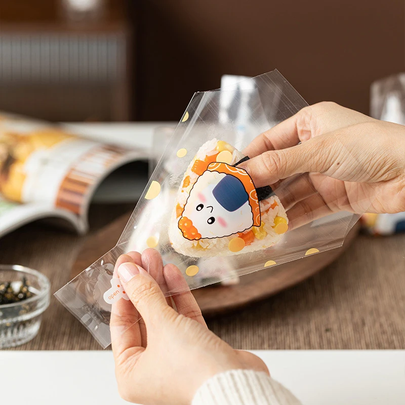 50 Pcs Lovely Cartoon For Triangle Rice Ball Packaging Bag Nori Onigiri Sushi Bag Sushi Making Mold Bento Accessories