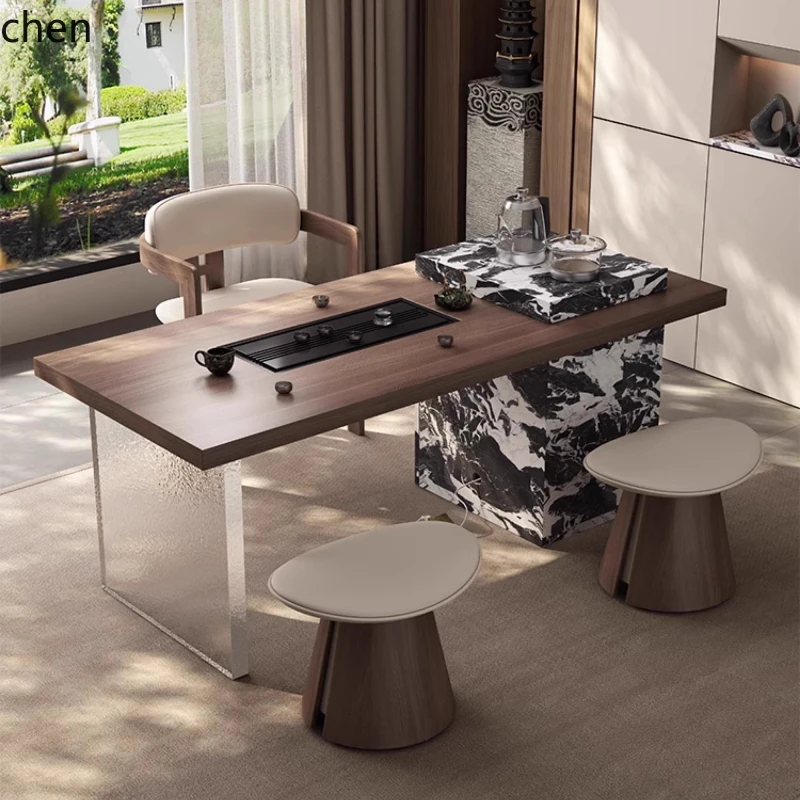 

HXL tea table household modern light luxury high-end rock slab balcony tea table