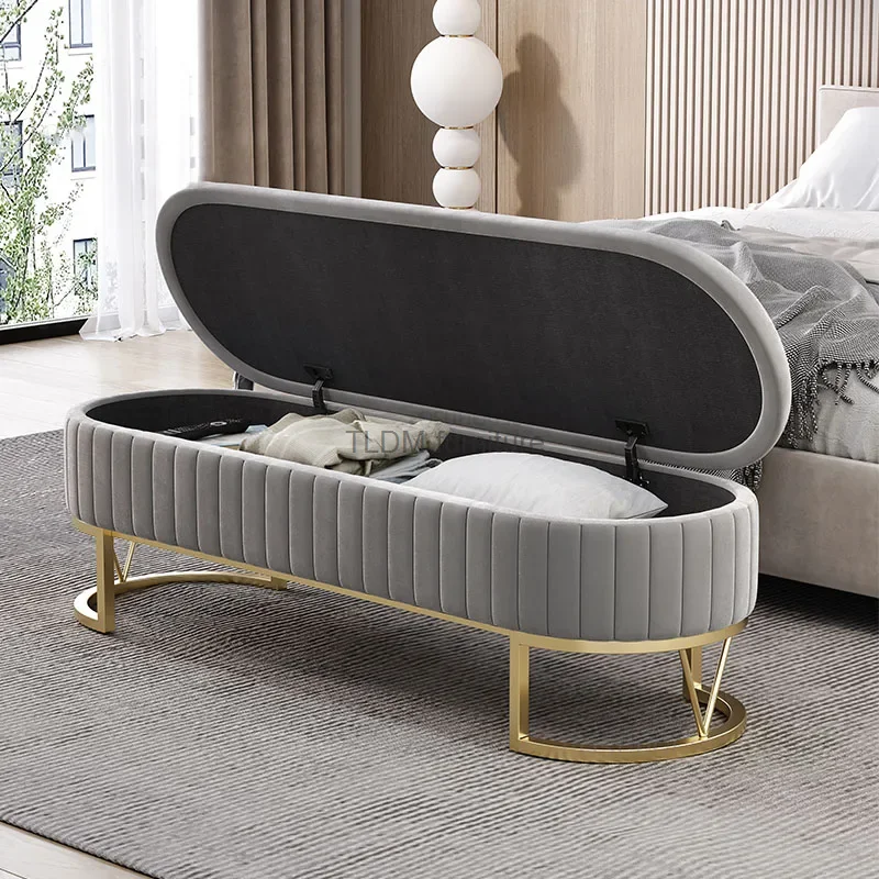 

Nordic Luxury Stool Bedroom Bed End Ottomans Home Shoe Changing Ottomans Living Room Sofa Stool Shoe Store Storage Stools