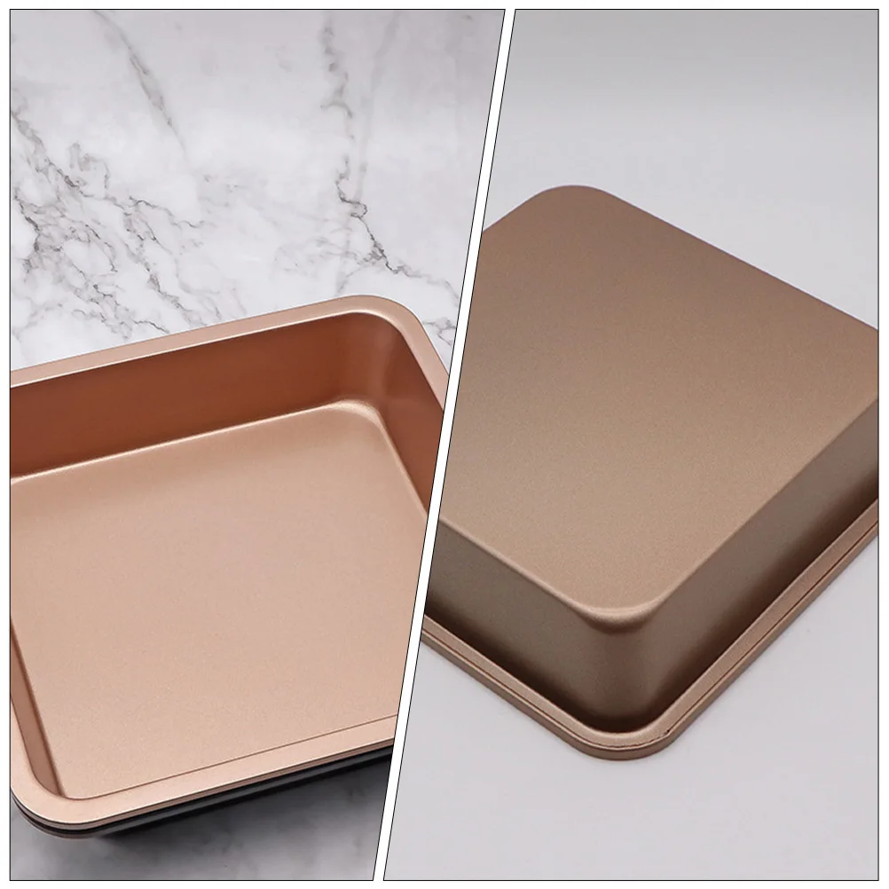 

2pcs Carbon Steel Cake Mold Baking Tray Non-Stick Toast Pan For Home Kitchen Golden Black Baking Pans Bakeware Tool