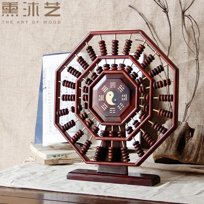 Eight trigrams abacus red acid branch Tai Chi redwood hanging wall ornaments home rotating solid wood Chinese handicraft abacus