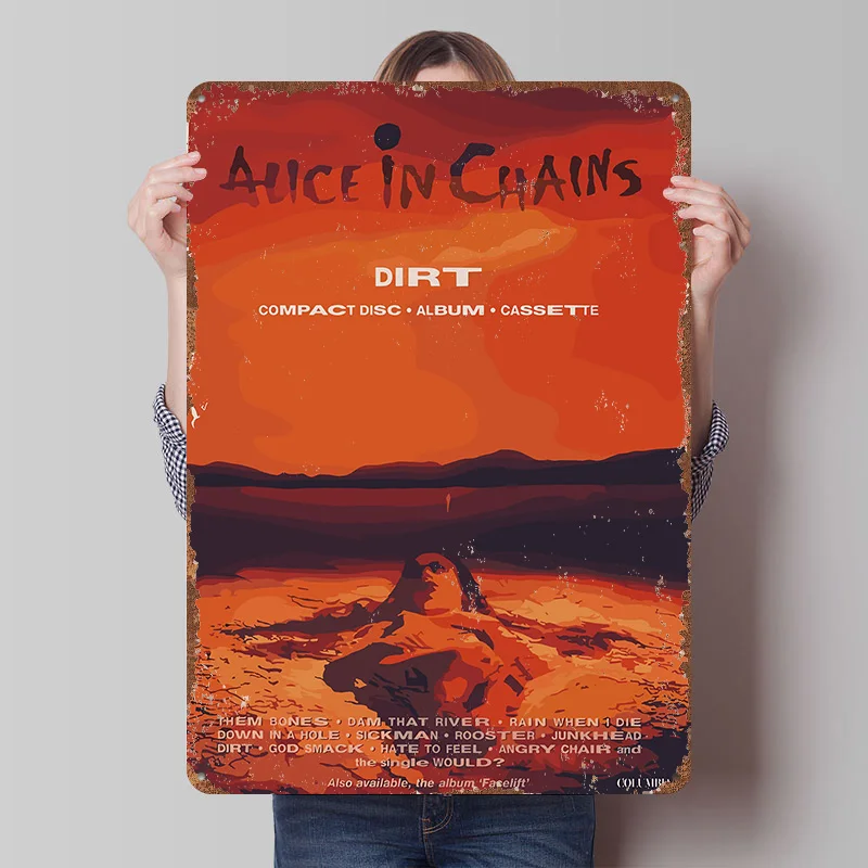 Alice in Chains Album Cover Printed Poster Customized Wall Art Retro Vintage Metal Tin Signs for Gamer Room Decoration At Home
