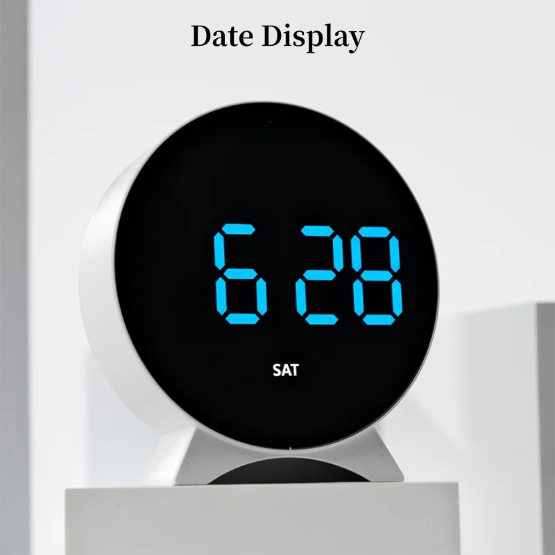 USB-betriebener digitaler DST-Wecker TEMP Datum Woche Anzeige 3-stufige Helligkeit 2 Alarme Nachtmodus Tischuhr 12/24 Stunden LED-Uhr – Detail 14
