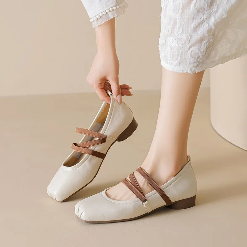 DIMANYU Mary Jane Shoes Women Square Head 2025 Autumn New Ballet Shoes Women Large Size Low-heel Women's Shoes