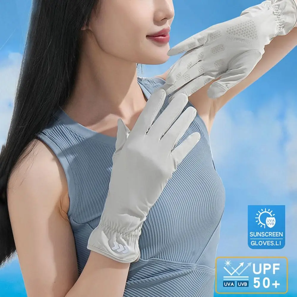 

Thin Sunscreen Gloves Fashion Elastic Ice Silk Sun Protection Gloves Touch Screen Long Anti-UV Mittens Women Girls