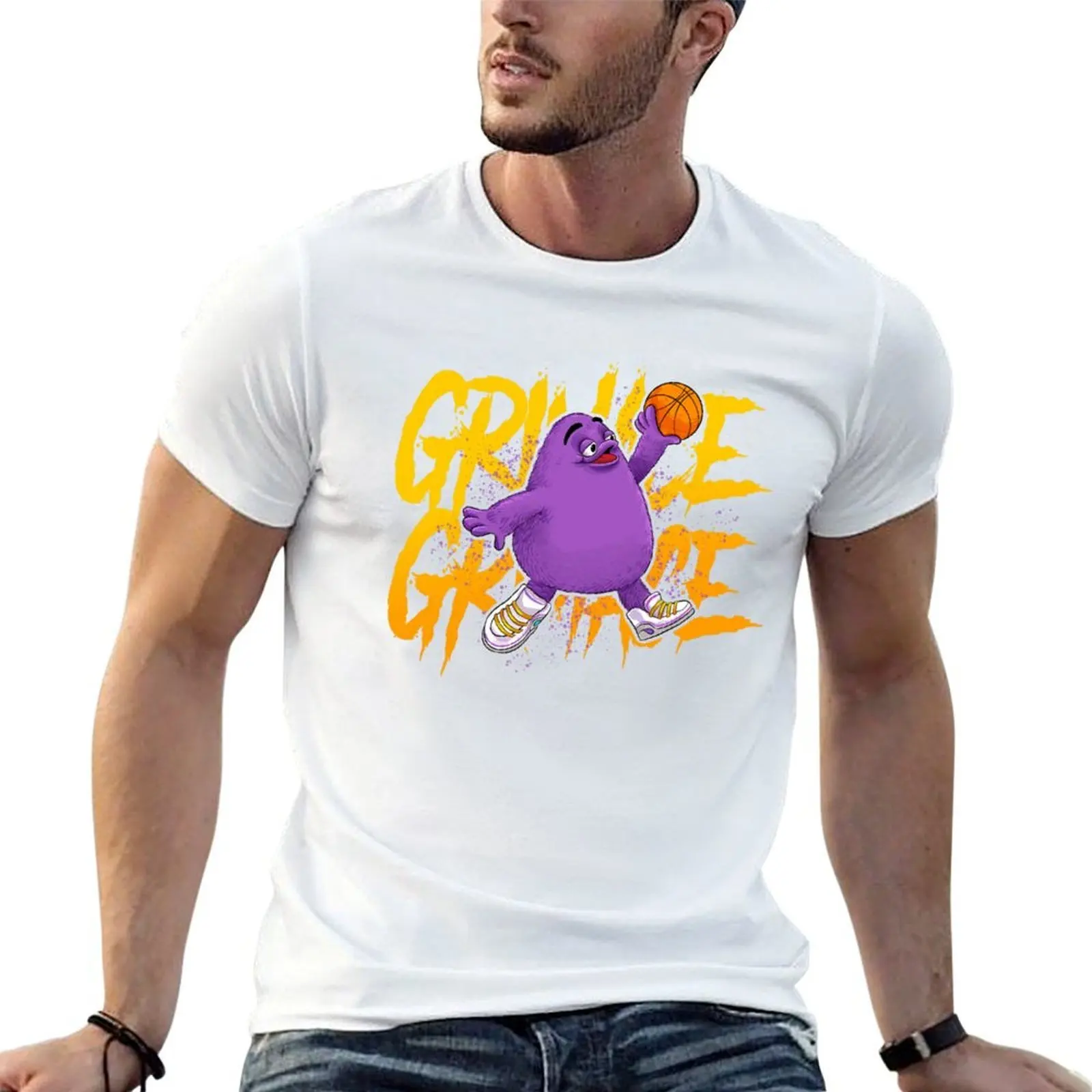 grimace shake T-Shirt fashion shirts Funny t-shirt mens workout shirts
